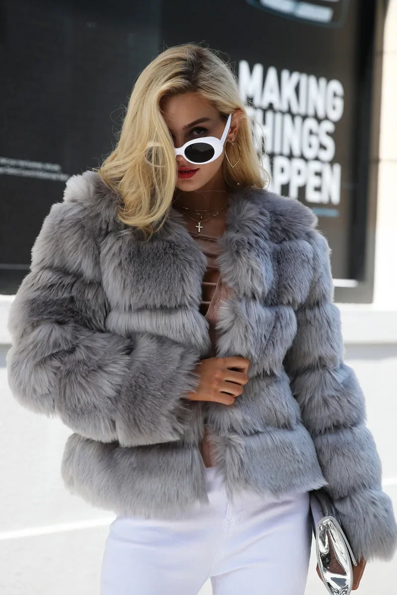 Faux Fur Coats Women Short Coat Jackets Elegant Jacket Autumn Winter Y2k Furry Outerwear Mom Splice Thick Warm Coffe Coats