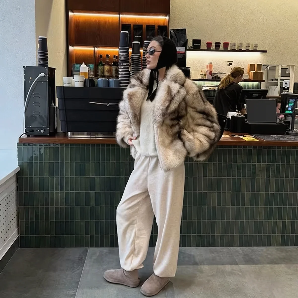 Women Winter Faux Fur Coat 2026 Warm Fluffy Natural Silver Fox Plush Jacket Open Front Outwear