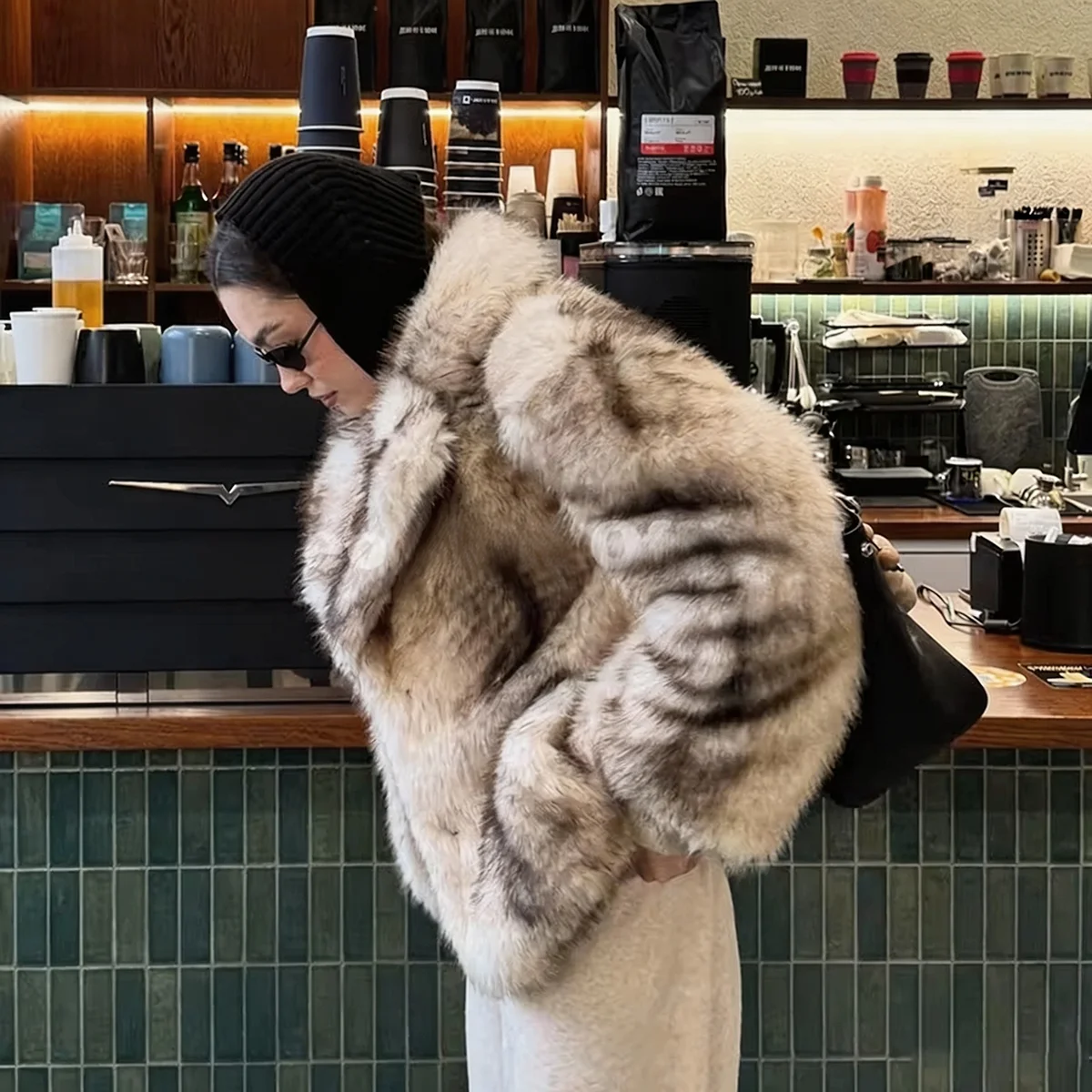 Women Winter Faux Fur Coat 2026 Warm Fluffy Natural Silver Fox Plush Jacket Open Front Outwear