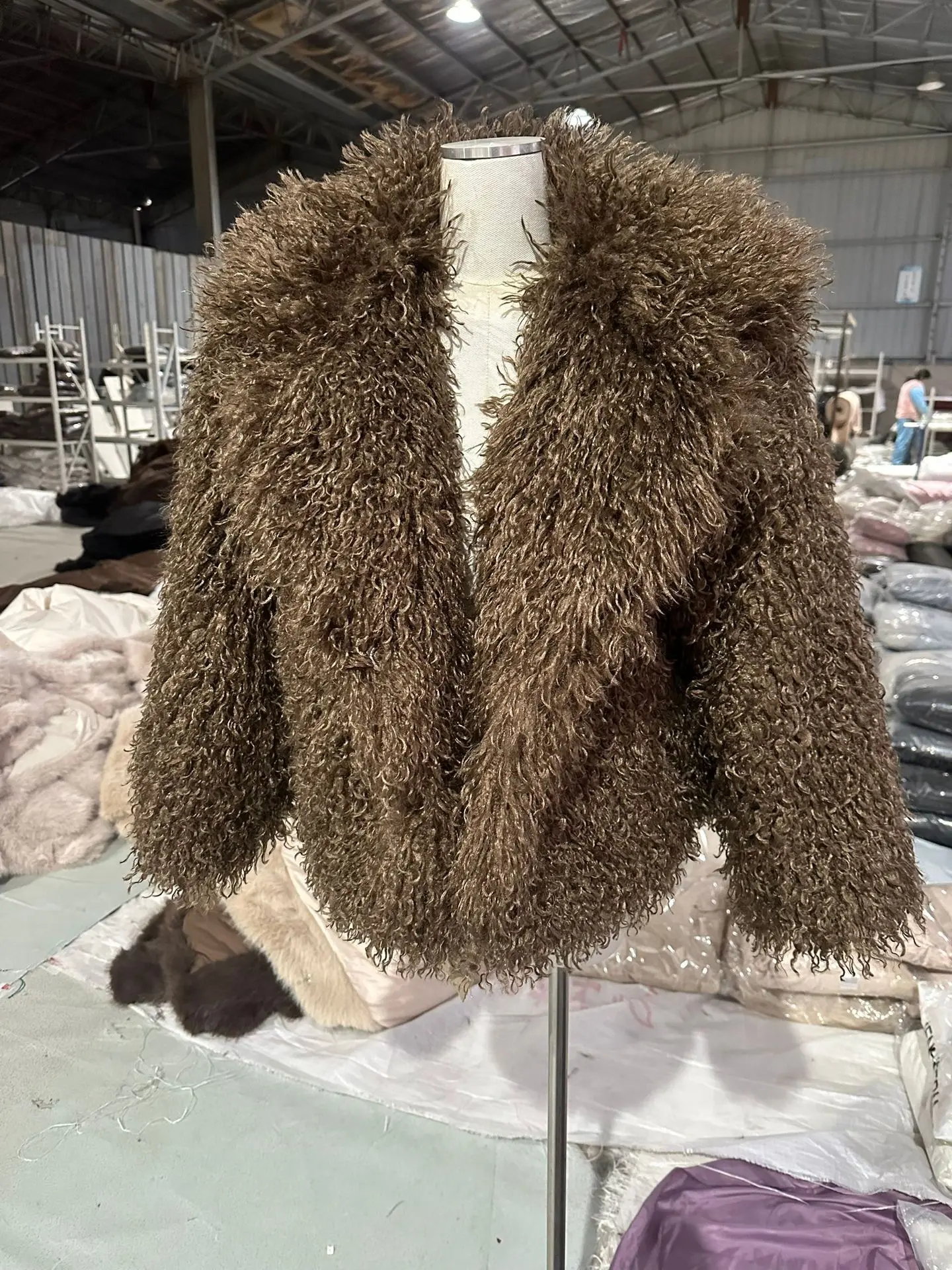 DEAT Fashion Apricot Faux Fur Coat For Women Short Style Imitation Mongolia Sheep Fur Street Cardigan Jacket Winter New 7A1595