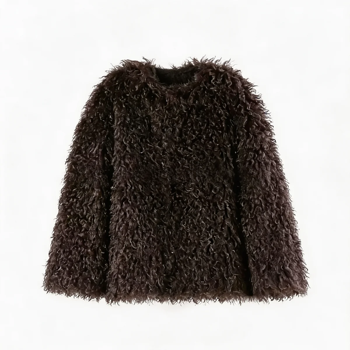 Women's Fluffy Faux Fur Coat Thick Warm Shaggy Oversized Brown Jacket TikTok Viral Streetwear Y2K Fashion Outerwear Long Sleeve