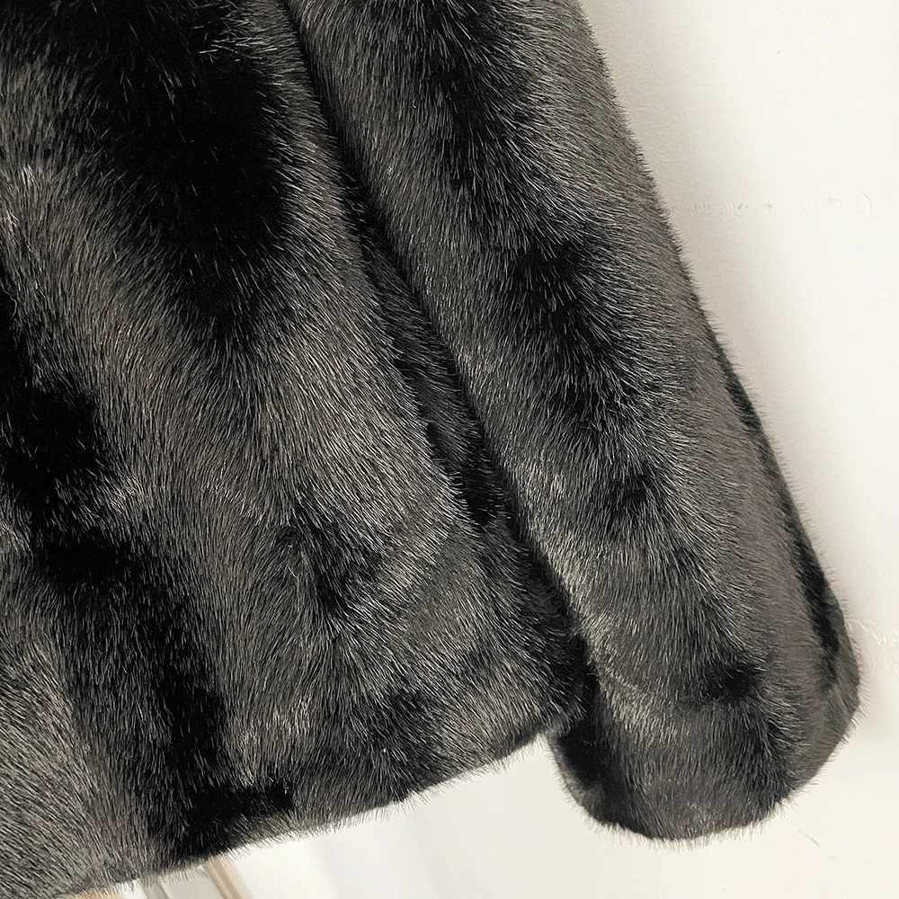 OFTBUY Women's New Autumn Winter Faux Mink Fur Coat Stand Collar Short Plush Luxury Vegan Fur Jacket Fake Fur Outerwear