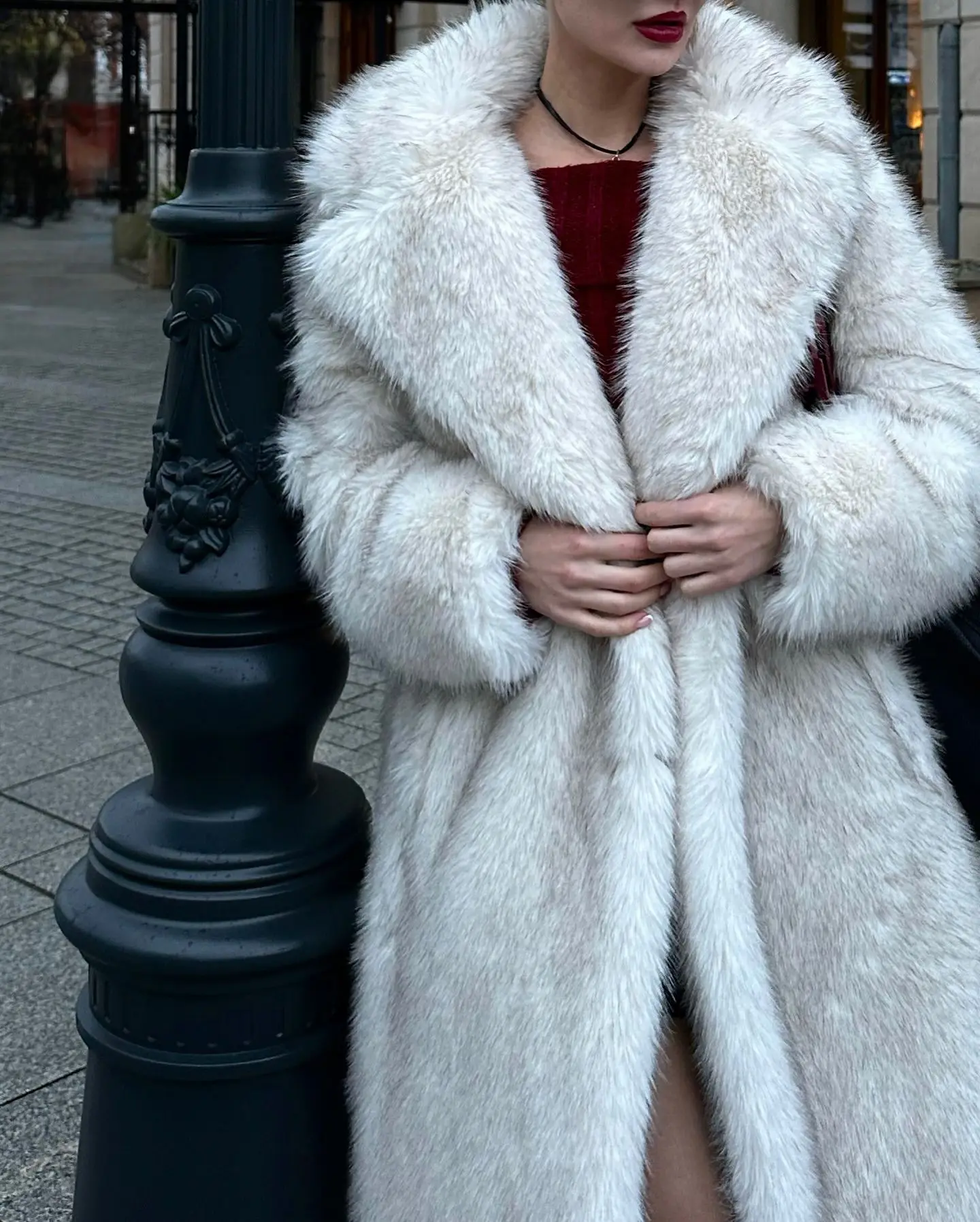 Long Coats Women Faux Fur Jackets Turn Down Collar Coat Thick Warm Y2k Streetwear Jacket Elegant Work Outerwear Autumn Winter