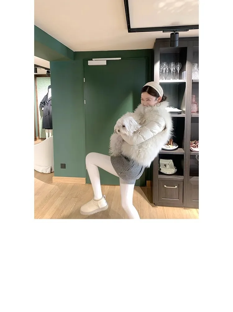 DEAT Fashion Stand Collar Sleeveless Fluffy Faux Fur Vests Women's Thick Warm Simple White Coats Autumn New 7A6164