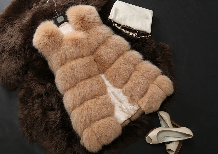 ZADORIN Fashion Female Fur Waistcoat Winter Warm Faux Fox Fur Vest Women High-Grade Cappa Fashion O-Neck Long Fur Coat Cardigan