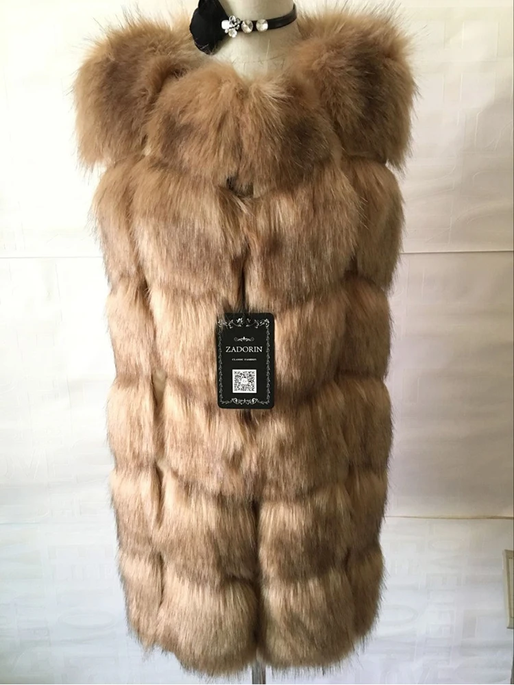 ZADORIN Fashion Female Fur Waistcoat Winter Warm Faux Fox Fur Vest Women High-Grade Cappa Fashion O-Neck Long Fur Coat Cardigan