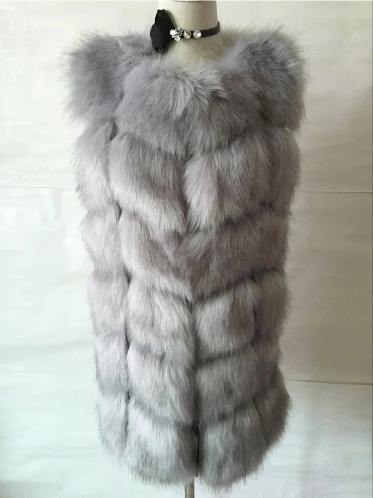 ZADORIN Fashion Female Fur Waistcoat Winter Warm Faux Fox Fur Vest Women High-Grade Cappa Fashion O-Neck Long Fur Coat Cardigan