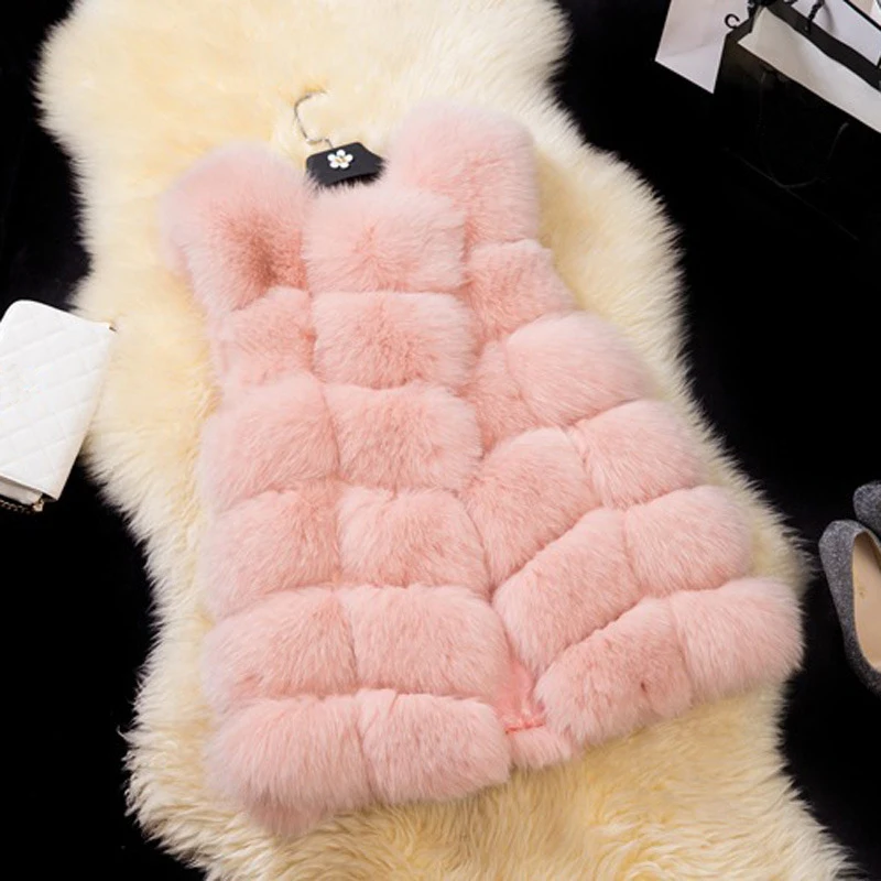ZADORIN Fashion Female Fur Waistcoat Winter Warm Faux Fox Fur Vest Women High-Grade Cappa Fashion O-Neck Long Fur Coat Cardigan