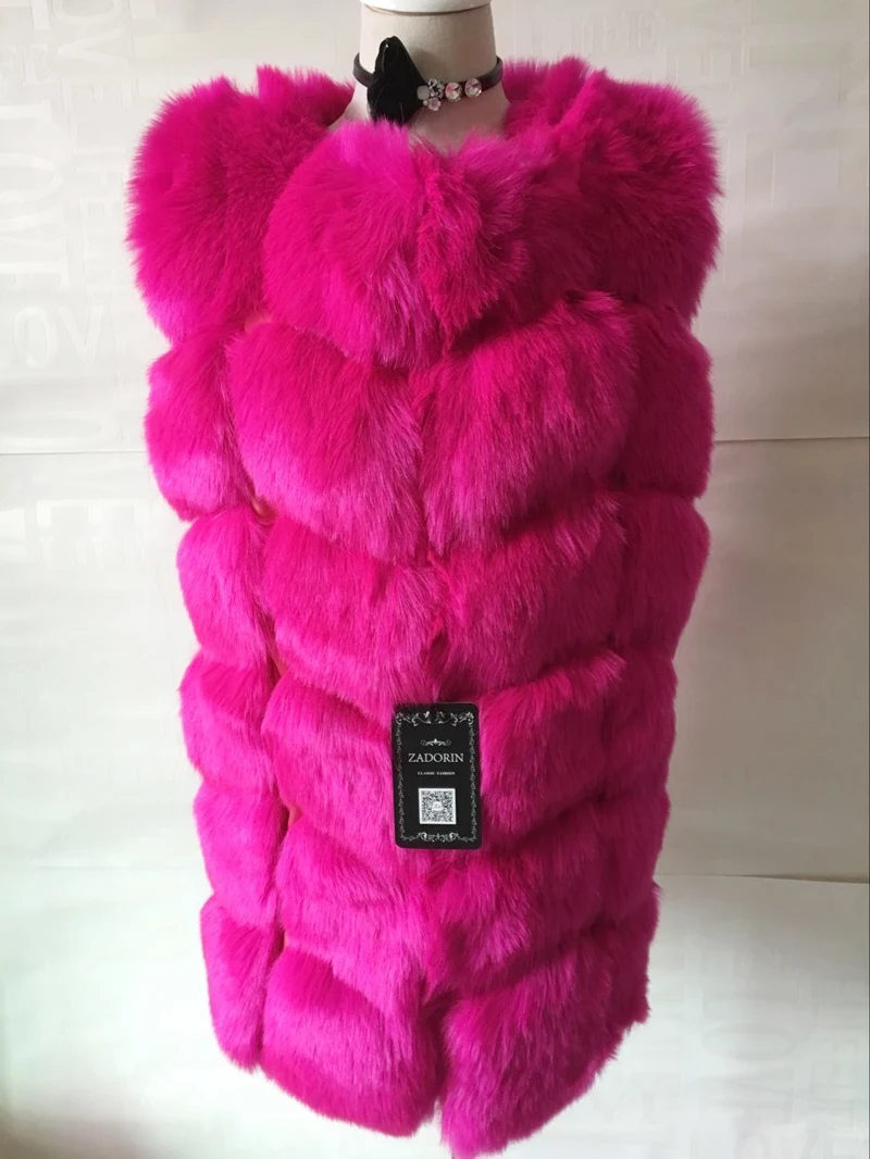 ZADORIN Fashion Female Fur Waistcoat Winter Warm Faux Fox Fur Vest Women High-Grade Cappa Fashion O-Neck Long Fur Coat Cardigan