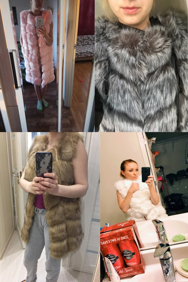 ZADORIN Fashion Female Fur Waistcoat Winter Warm Faux Fox Fur Vest Women High-Grade Cappa Fashion O-Neck Long Fur Coat Cardigan