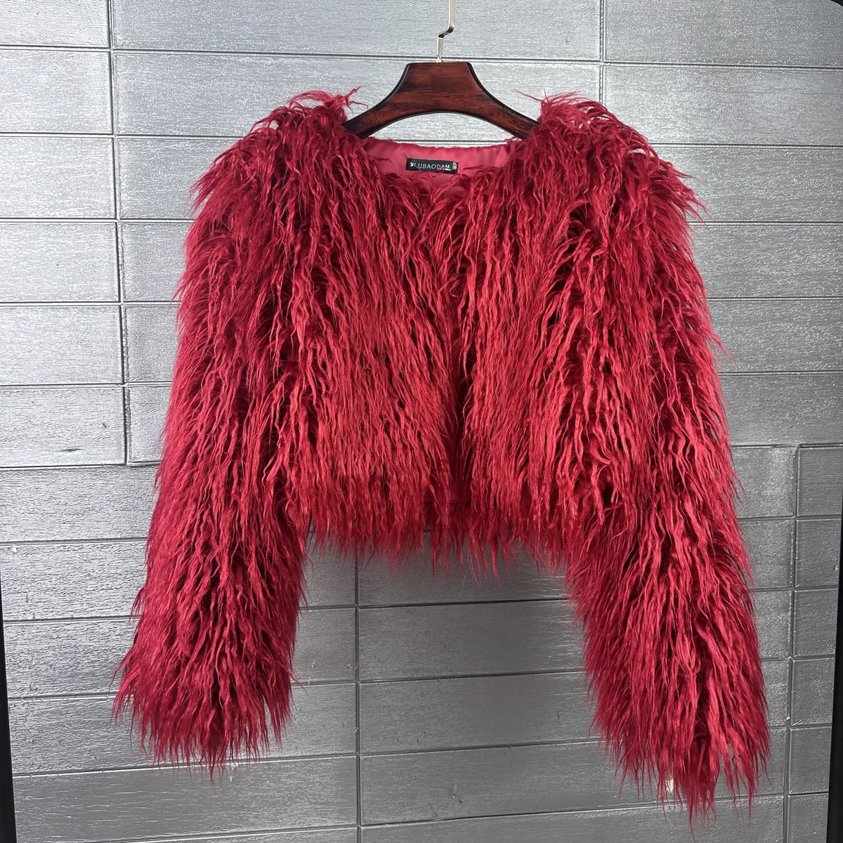 Short Coat Women Faux Fur Coats Jackets V Neck Thick Warm Y2k Streetwear Jacket Elegant Work Outerwear Autumn Winter 2026