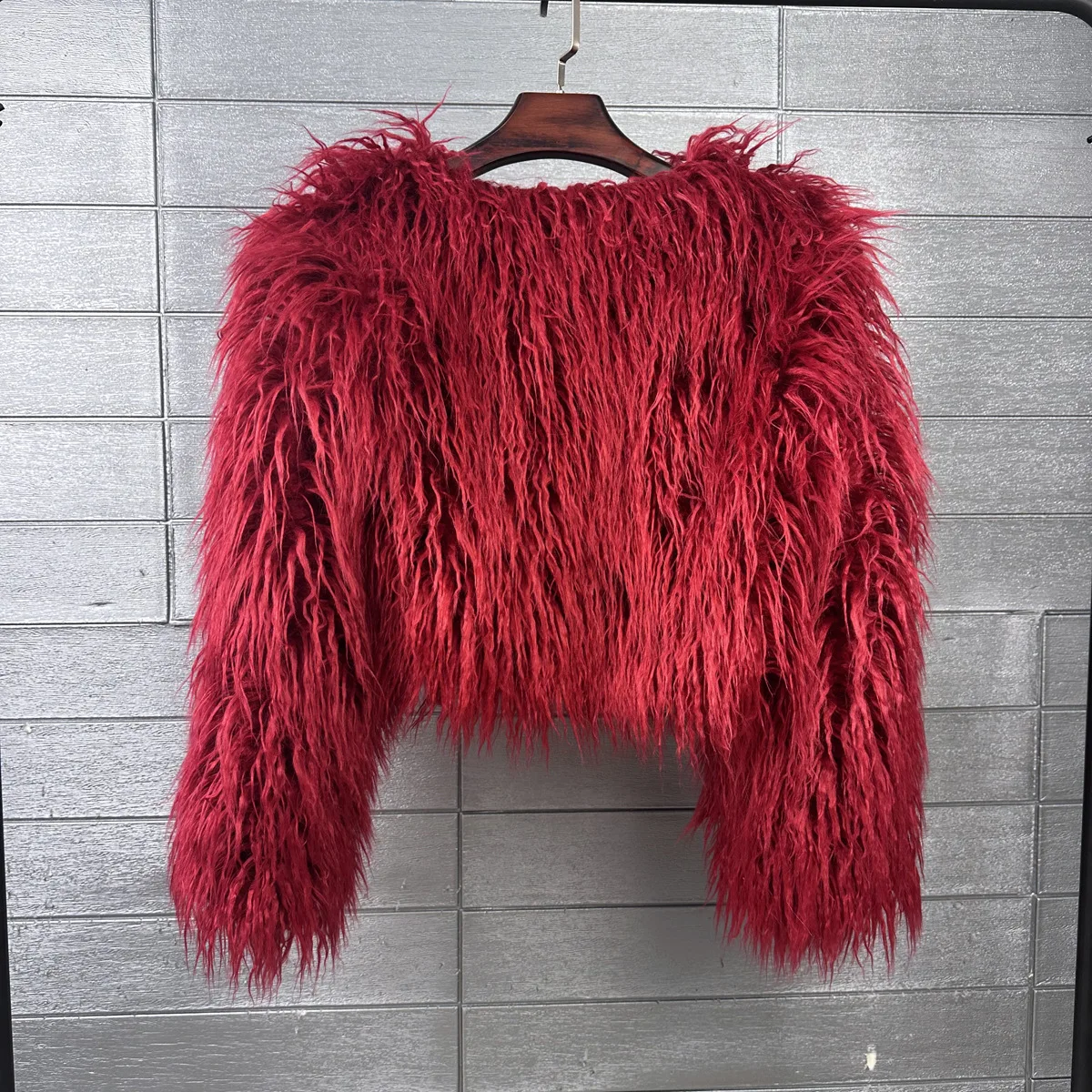 Short Coat Women Faux Fur Coats Jackets V Neck Thick Warm Y2k Streetwear Jacket Elegant Work Outerwear Autumn Winter 2026