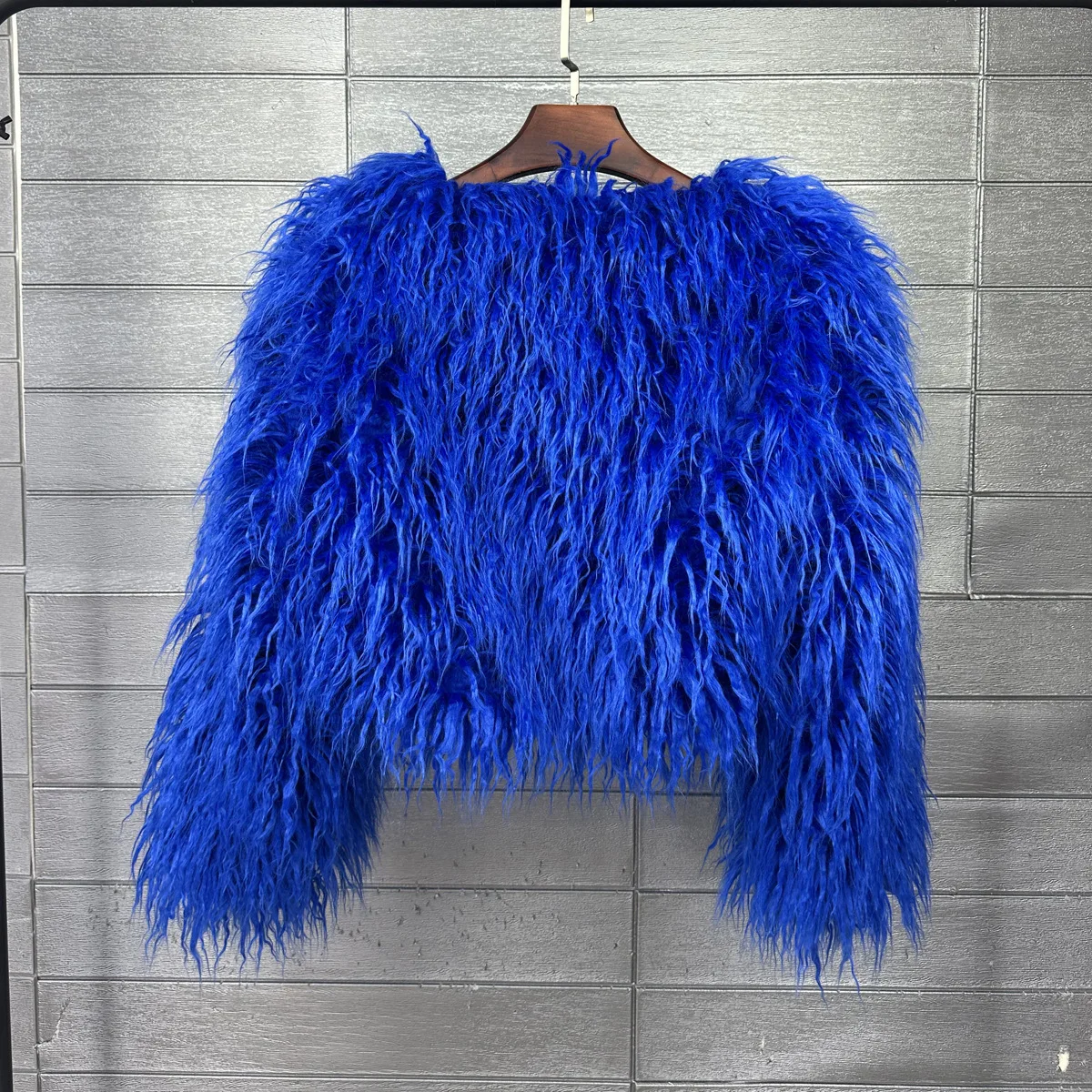Short Coat Women Faux Fur Coats Jackets V Neck Thick Warm Y2k Streetwear Jacket Elegant Work Outerwear Autumn Winter 2026