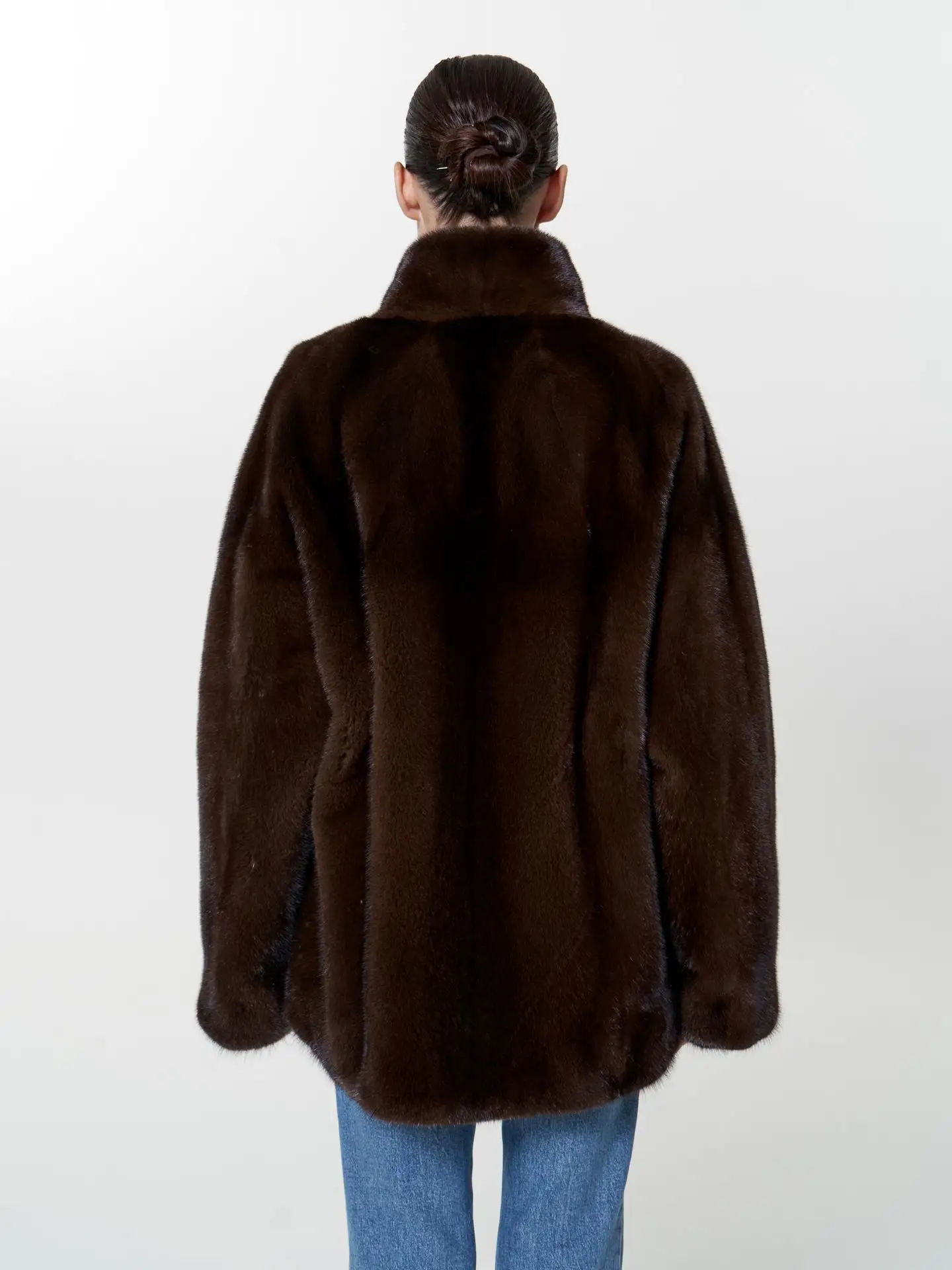 Women Winter Faux Fur Coat 2026 Warm Dark Brown Fluffy Plush Jacket Lapel Open Front Outerwear