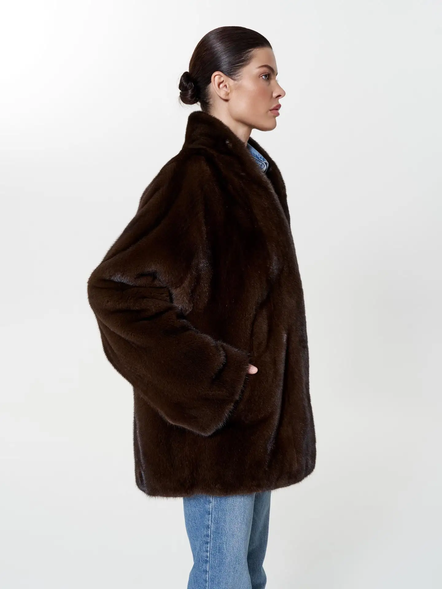 Women Winter Faux Fur Coat 2026 Warm Dark Brown Fluffy Plush Jacket Lapel Open Front Outerwear