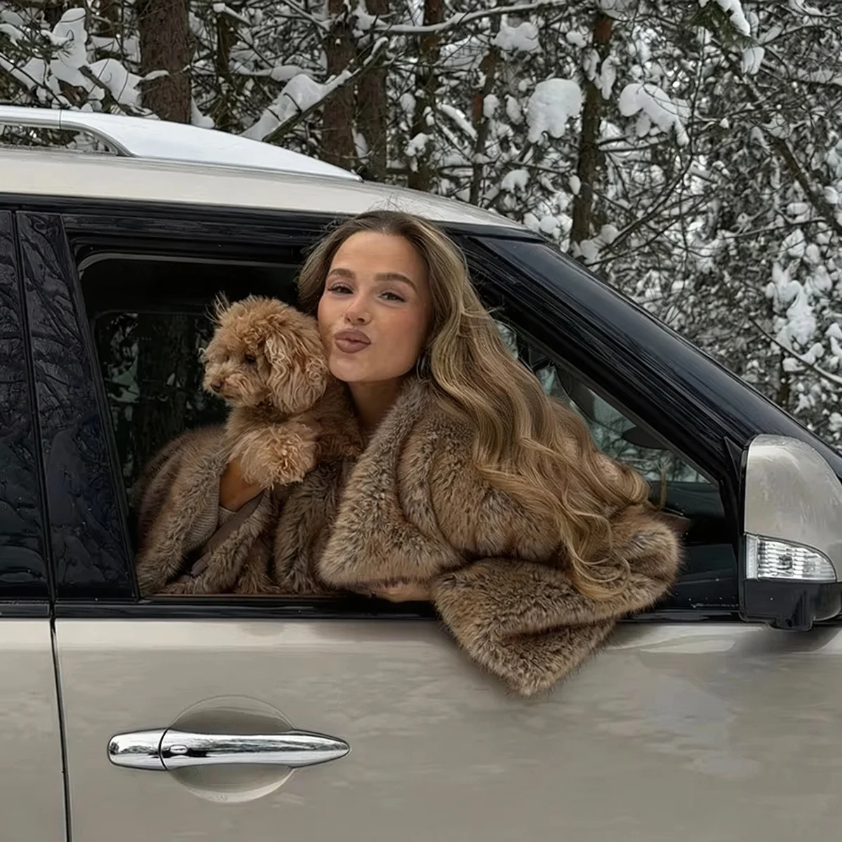 Women Winter Faux Fur Coat 2026 Warm Chestnut Fluffy Plush Cropped Jacket Lapel Open Front Outerwear