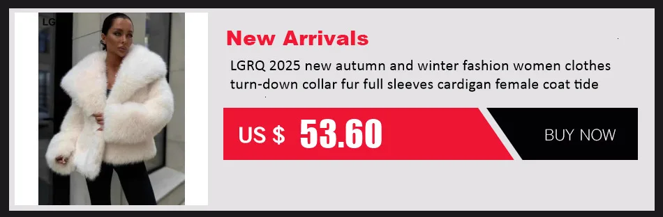 LGRQ Streetwear Fashion Faux Fur Coat Women's 2026 New Winter Minimalist Lapel Long Sleeve Loose Plush Warm Outerwear 19DB3550