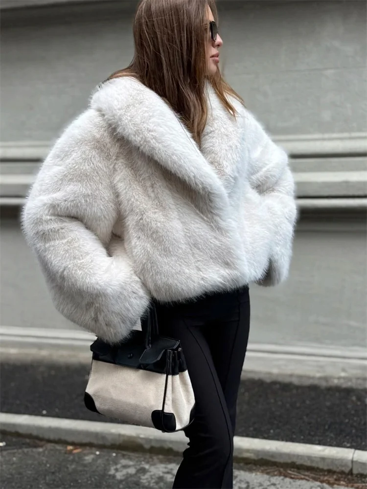 Tossy Winter Fashion Fur Feather Outwear For Women Lapel High Waist Warm Loose Long Sleeve Commute Coat Female Fur Feather 2025