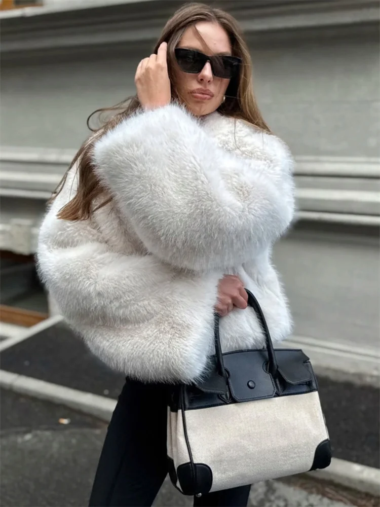 Tossy Winter Fashion Fur Feather Outwear For Women Lapel High Waist Warm Loose Long Sleeve Commute Coat Female Fur Feather 2025