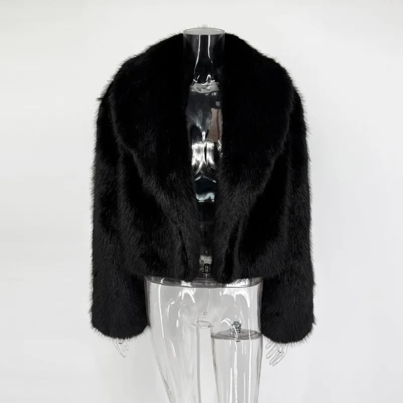 Tossy Winter Fashion Fur Feather Outwear For Women Lapel High Waist Warm Loose Long Sleeve Commute Coat Female Fur Feather 2025