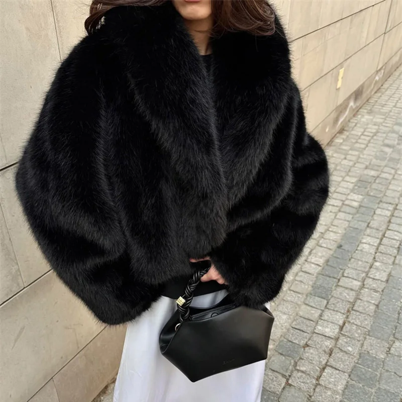 Tossy Winter Fashion Fur Feather Outwear For Women Lapel High Waist Warm Loose Long Sleeve Commute Coat Female Fur Feather 2025