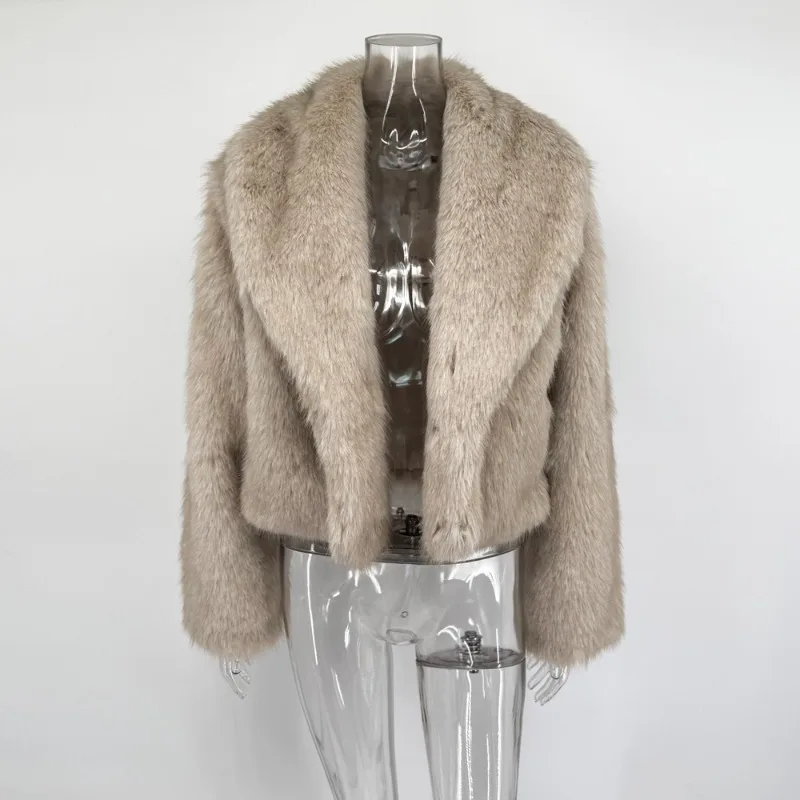 Tossy Winter Fashion Fur Feather Outwear For Women Lapel High Waist Warm Loose Long Sleeve Commute Coat Female Fur Feather 2025