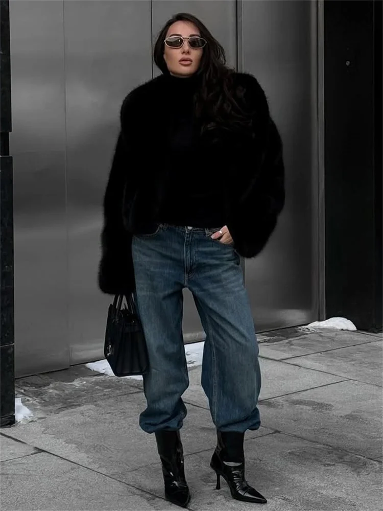 Tossy Winter Fashion Fur Feather Outwear For Women Lapel High Waist Warm Loose Long Sleeve Commute Coat Female Fur Feather 2025