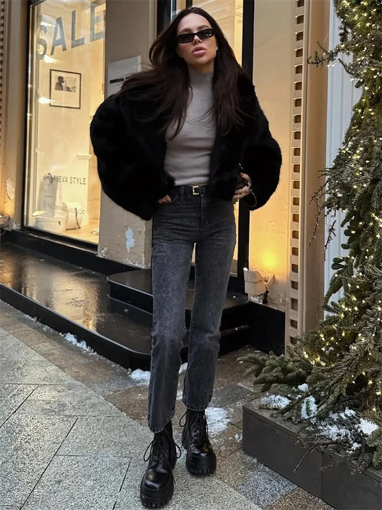 Tossy Winter Fashion Fur Feather Outwear For Women Lapel High Waist Warm Loose Long Sleeve Commute Coat Female Fur Feather 2025