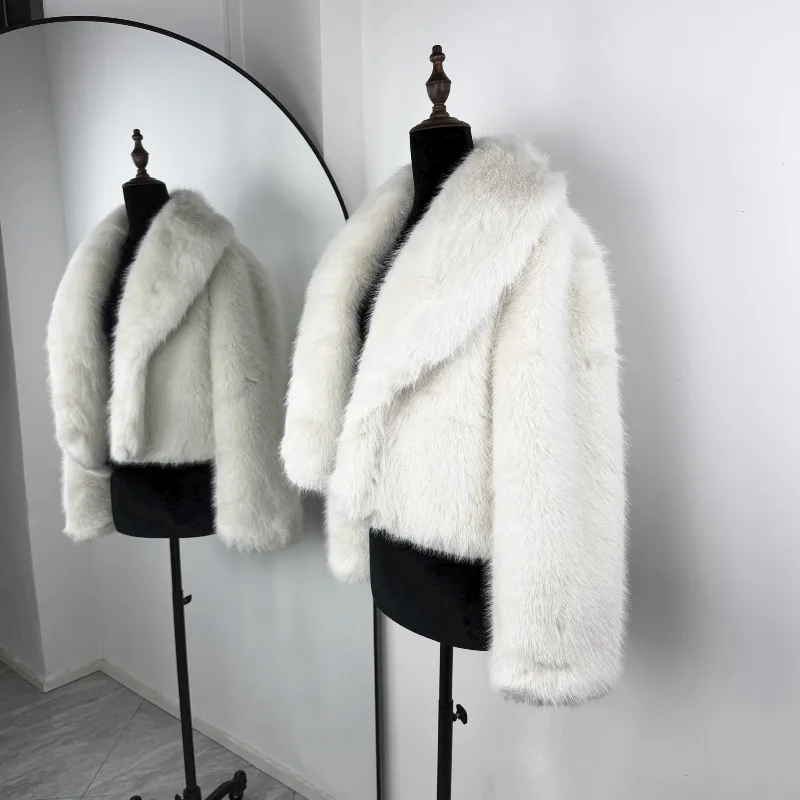 Tossy Winter Fashion Fur Feather Outwear For Women Lapel High Waist Warm Loose Long Sleeve Commute Coat Female Fur Feather 2025