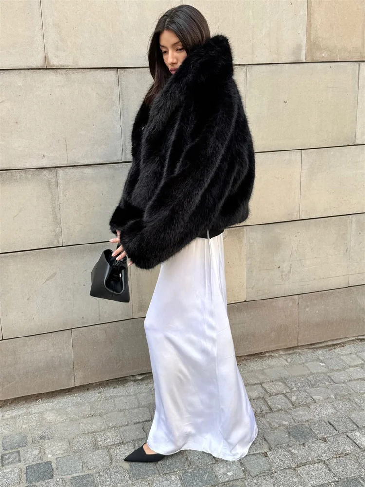 Tossy Winter Fashion Fur Feather Outwear For Women Lapel High Waist Warm Loose Long Sleeve Commute Coat Female Fur Feather 2025