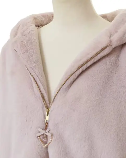 Lautaro Autumn Winter Thick Warm Sweet Cute Pink Faux Fur Coat Hoodie Women with Bunny Ears Lace Up Loose Clothes Fluffy Jacket