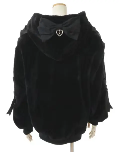 Lautaro Autumn Winter Thick Warm Sweet Cute Pink Faux Fur Coat Hoodie Women with Bunny Ears Lace Up Loose Clothes Fluffy Jacket