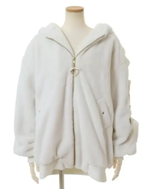 Lautaro Autumn Winter Thick Warm Sweet Cute Pink Faux Fur Coat Hoodie Women with Bunny Ears Lace Up Loose Clothes Fluffy Jacket