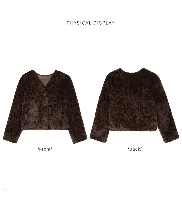 Louis Yao Ladies' Elegant Style Coat 2025 Autumn Winter V-Neck Regular Shoulder Sleeves Faux Mink Fur Pattern Print Women's Coat