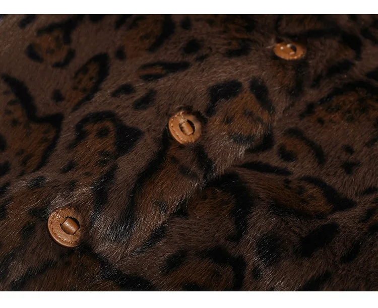Louis Yao Ladies' Elegant Style Coat 2025 Autumn Winter V-Neck Regular Shoulder Sleeves Faux Mink Fur Pattern Print Women's Coat