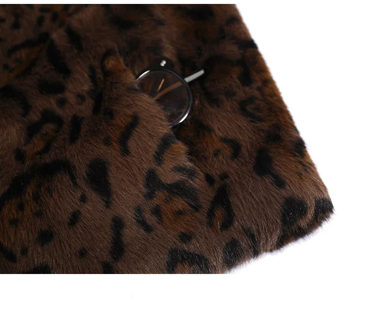 Louis Yao Ladies' Elegant Style Coat 2025 Autumn Winter V-Neck Regular Shoulder Sleeves Faux Mink Fur Pattern Print Women's Coat