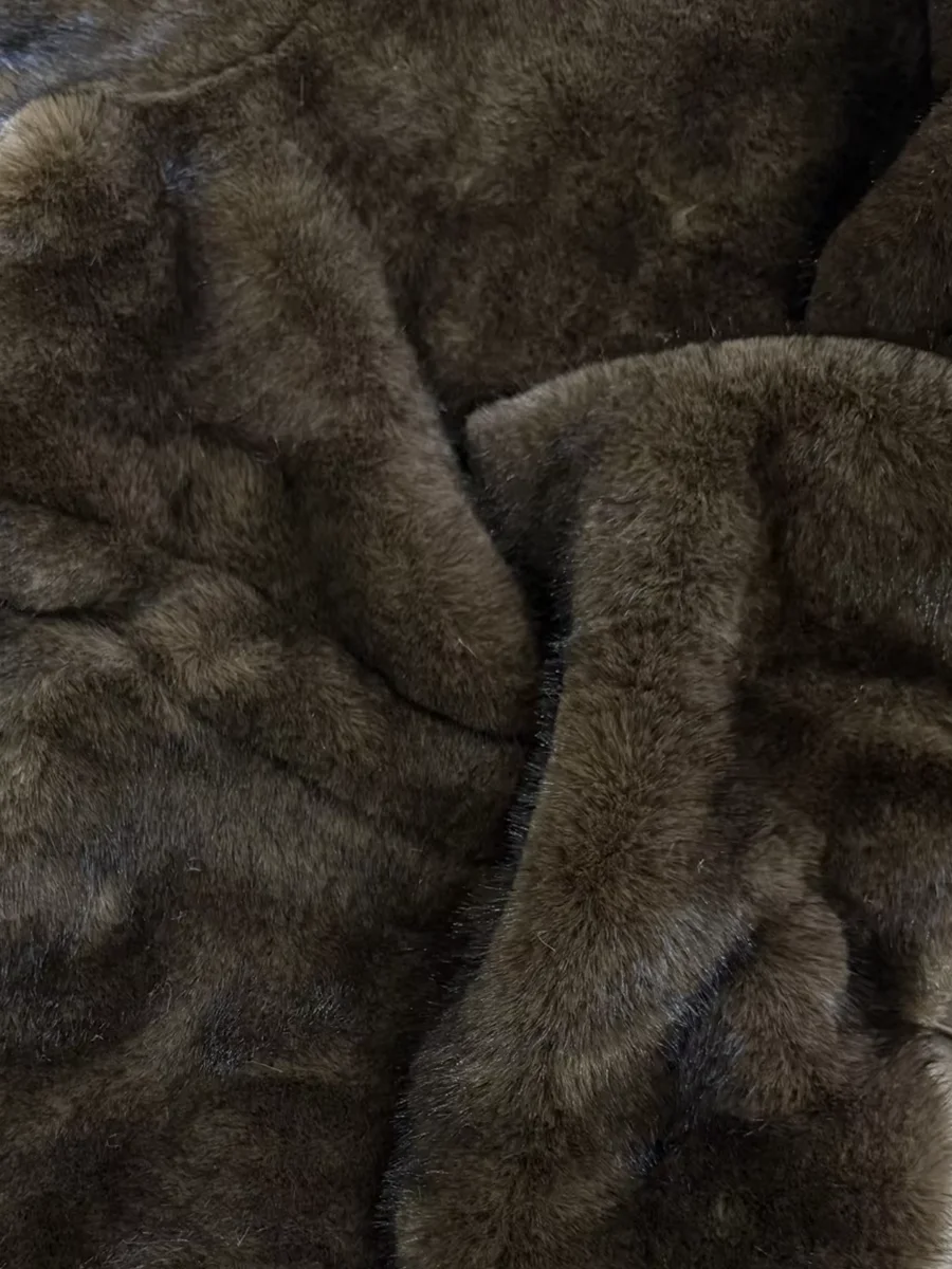 LIMO Women Shawl Lapel Faux Mink Fur Short Coat Pocket Loose Long Sleeve  Warm Winter Elegant Ladies Fluffy Plush Outerwear