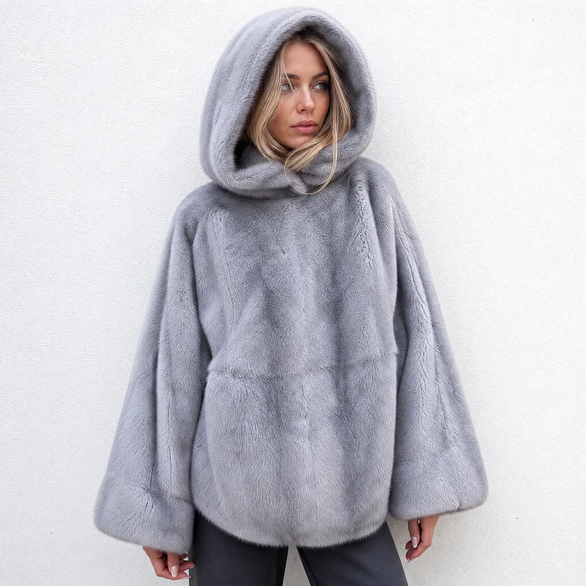Women's Fluffy Faux Fur Hoodie Oversized Pullover Thick Warm Winter Sweatshirt Cozy Chic Elegant Luxe Outerwear