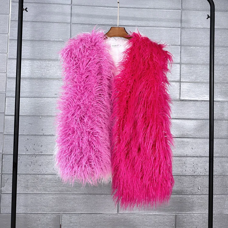 Vest Women Faux Fur Coats Jackets V Neck Sleeveless Vests Coat Thick Warm Y2k Streetwear Jacket Elegant Irregular Autumn Winter