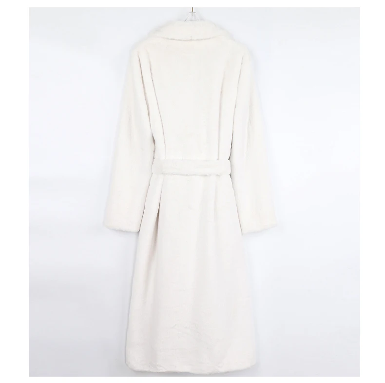 Nerazzurri Winter Long White Black Warm Fluffy Faux Fur Coat Women Long Sleeve Belt Lapel Stylish Korean Fashion without Buttons