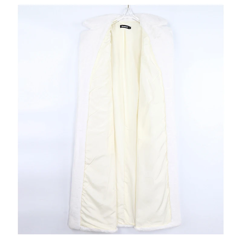 Nerazzurri Winter Long White Black Warm Fluffy Faux Fur Coat Women Long Sleeve Belt Lapel Stylish Korean Fashion without Buttons