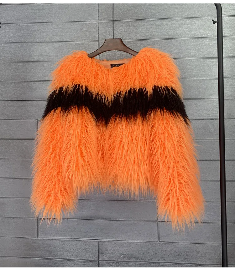 Faux Fur Women Short Coats Jackets Coat Thick Warm Y2k Streetwear Jacket Elegant Work Outerwear Round Neck Autumn Winter