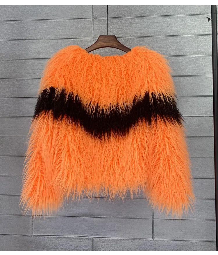 Faux Fur Women Short Coats Jackets Coat Thick Warm Y2k Streetwear Jacket Elegant Work Outerwear Round Neck Autumn Winter