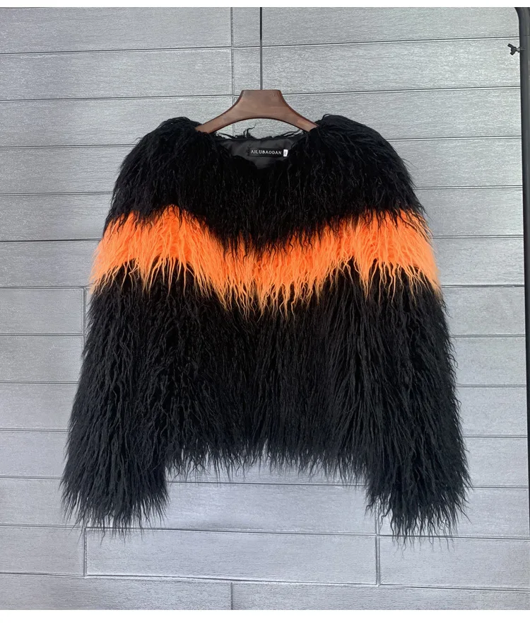 Faux Fur Women Short Coats Jackets Coat Thick Warm Y2k Streetwear Jacket Elegant Work Outerwear Round Neck Autumn Winter