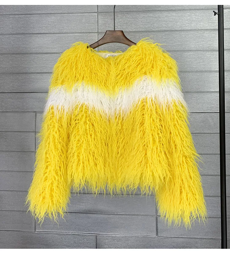 Faux Fur Women Short Coats Jackets Coat Thick Warm Y2k Streetwear Jacket Elegant Work Outerwear Round Neck Autumn Winter