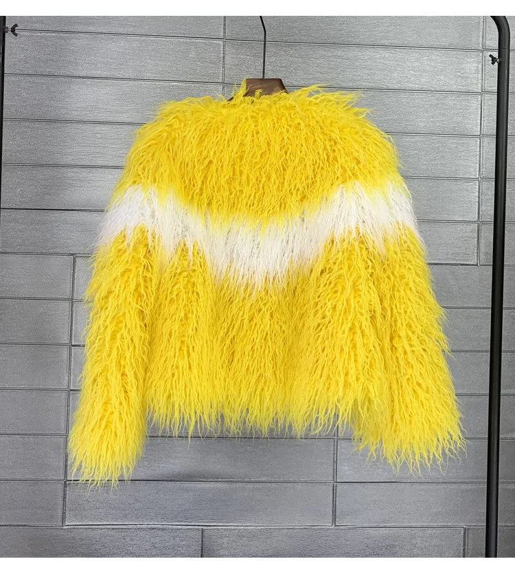 Faux Fur Women Short Coats Jackets Coat Thick Warm Y2k Streetwear Jacket Elegant Work Outerwear Round Neck Autumn Winter