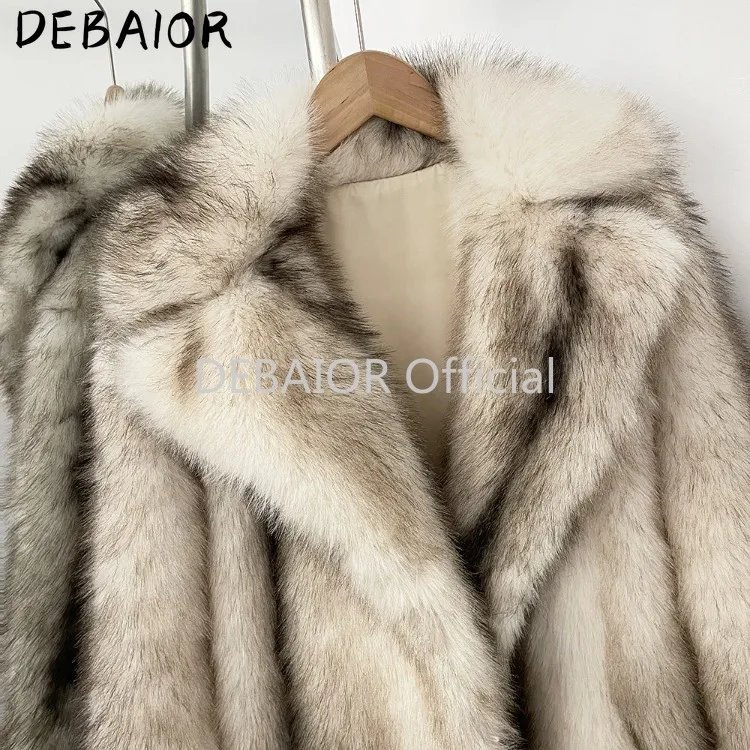 OFTBUY Women's New Autumn Winter Faux Fur Long Coat Lapel Belted Gradient Thick Warm Female Clothes Faux Fur Jacket Outerwear