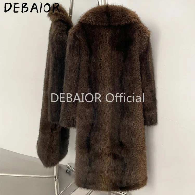 OFTBUY Women's New Autumn Winter Faux Fur Long Coat Lapel Belted Gradient Thick Warm Female Clothes Faux Fur Jacket Outerwear