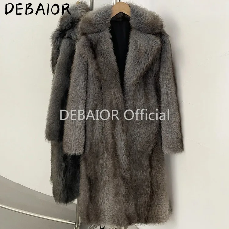 OFTBUY Women's New Autumn Winter Faux Fur Long Coat Lapel Belted Gradient Thick Warm Female Clothes Faux Fur Jacket Outerwear