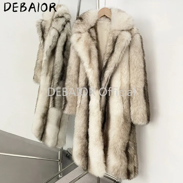 OFTBUY Women's New Autumn Winter Faux Fur Long Coat Lapel Belted Gradient Thick Warm Female Clothes Faux Fur Jacket Outerwear